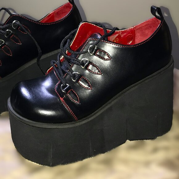 Demonia KERA-15 - Rare 2010 -Oxford Platform - Black w/Red- Lace-Up - NEW in Box - Picture 3 of 16